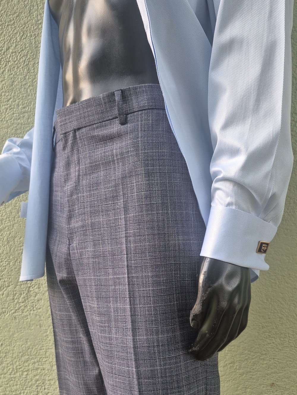 Murano Zac Fit (Indonesia) Men's Viscose Blend Flat Front Check-Plaid Trousers